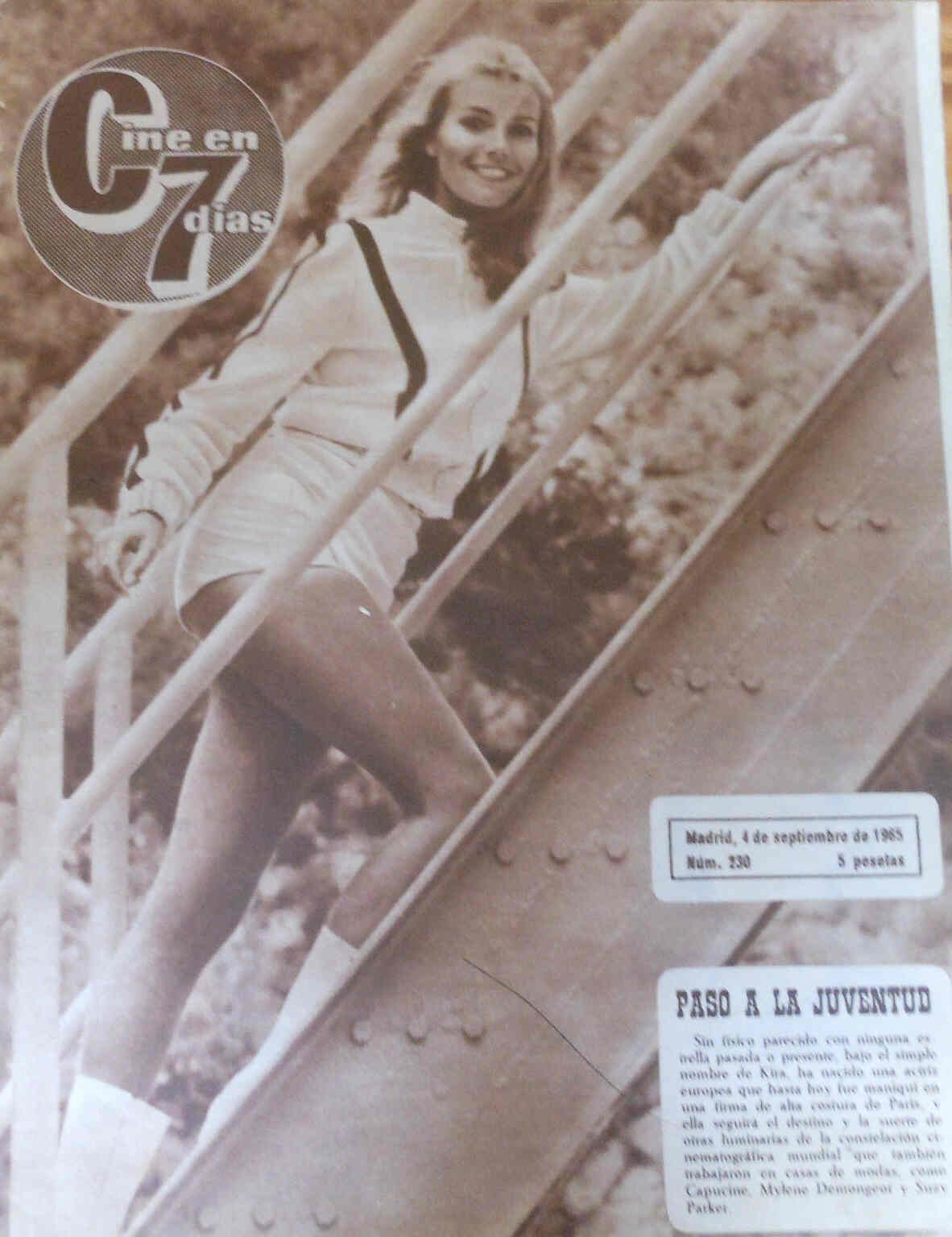 CINE EN 7 DIAS magazine side cover Issue 230 4 September 1965