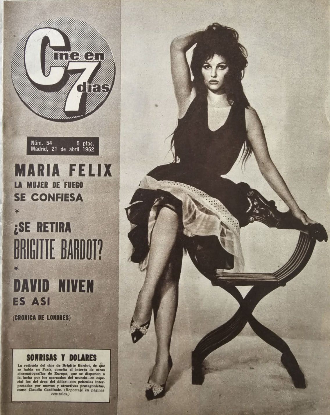CINE EN 7 DIAS magazine cover Issue 54 21 April 1962