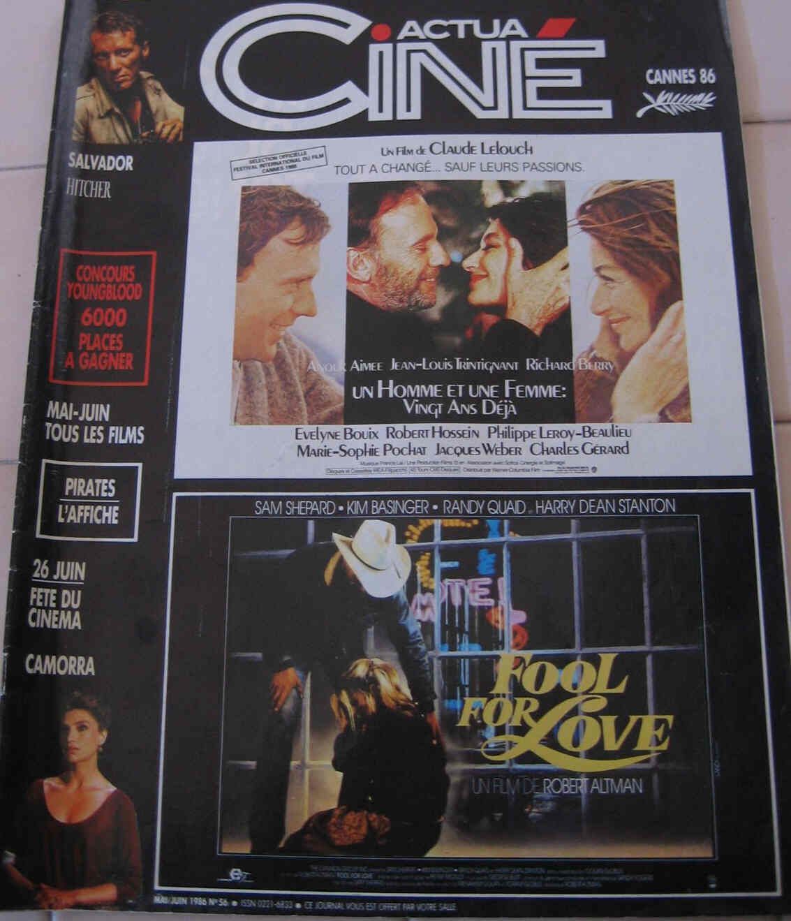 ACTUA CINE magazine cover Issue 56 June 1986
