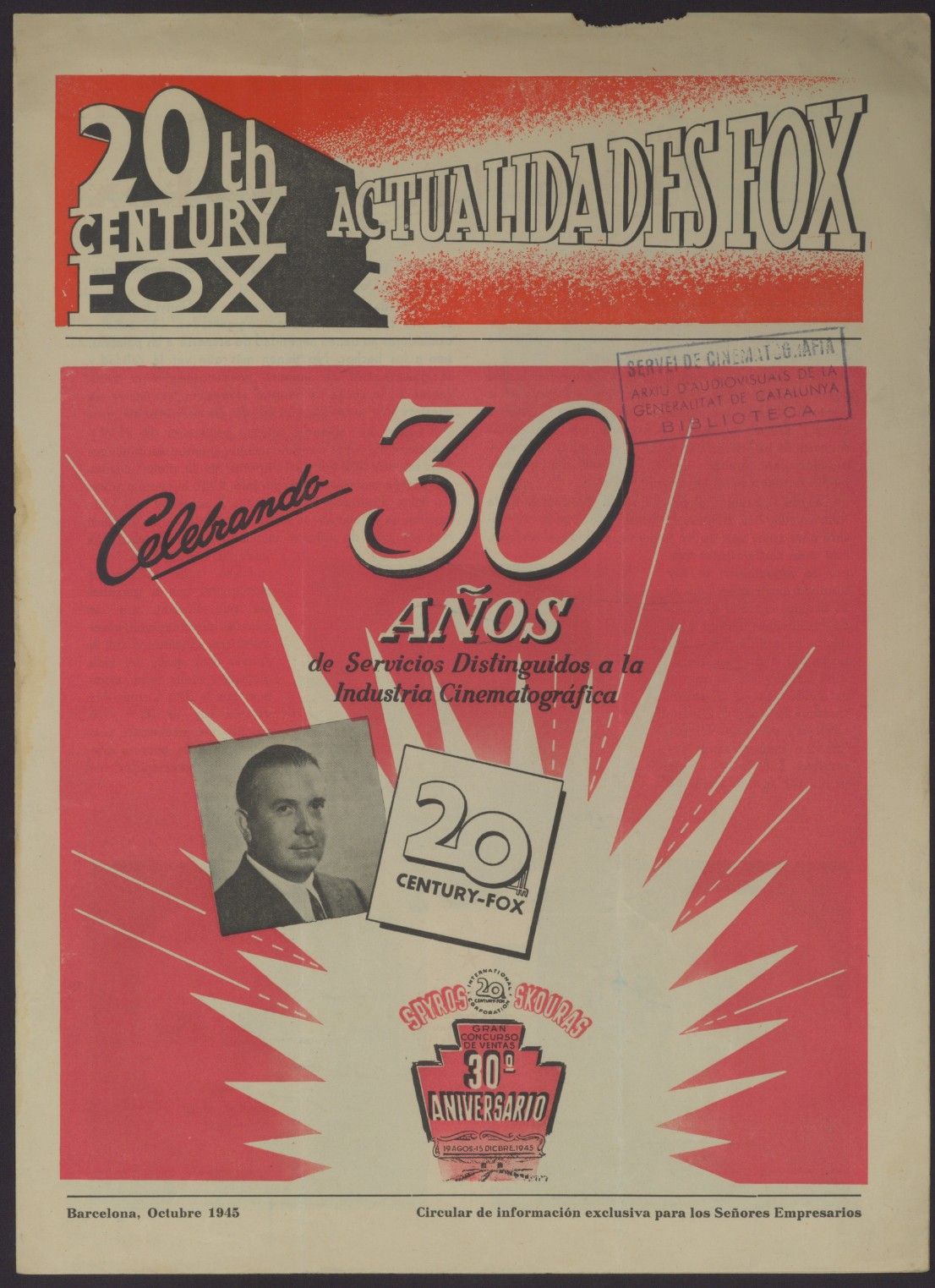 ACTUALIDADES FOX magazine side cover  October 1945