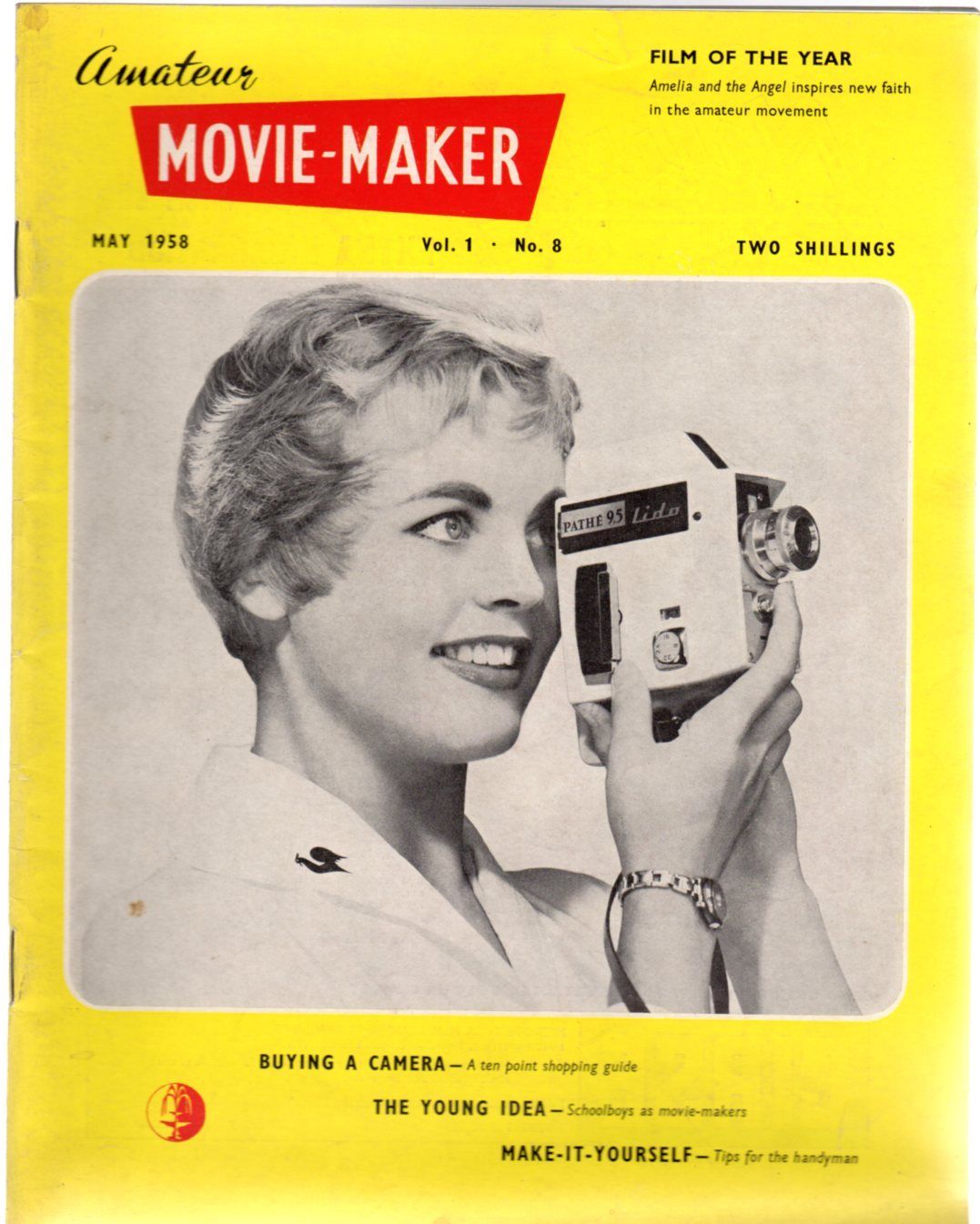 AMATEUR MOVIE MAKER magazine side cover Issue 8  Vol 1 No 8 May 1958