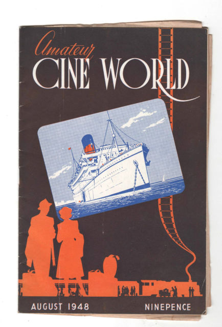 AMATEUR CINE WORLD magazine side cover August 1948