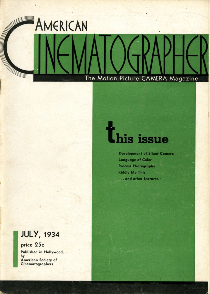 AMERICAN CINEMATOGRAPHER magazine cover Issue 181 July 1934