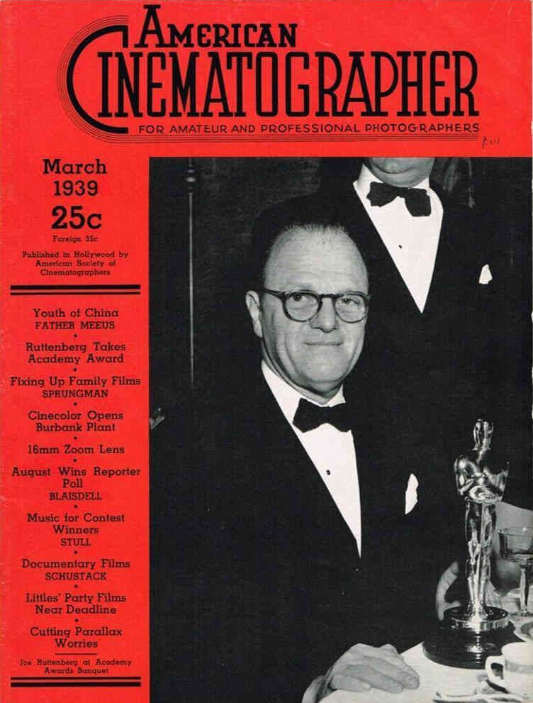AMERICAN CINEMATOGRAPHER magazine cover Issue 237 March 1939
