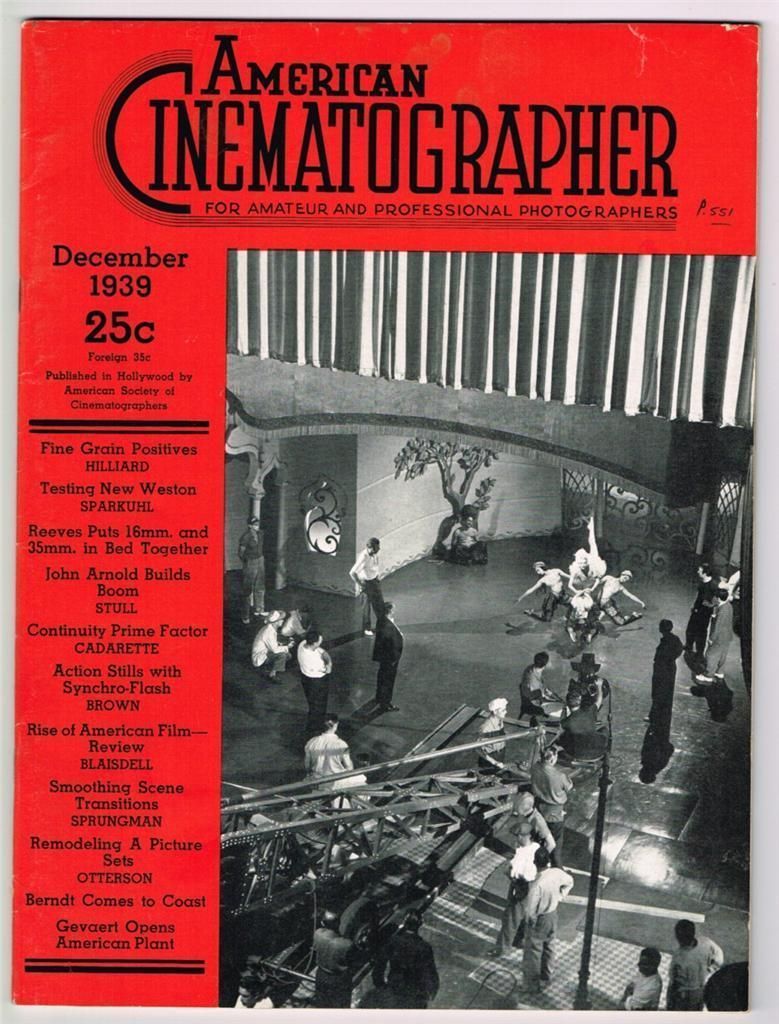 AMERICAN CINEMATOGRAPHER magazine cover Issue 246 December 1939