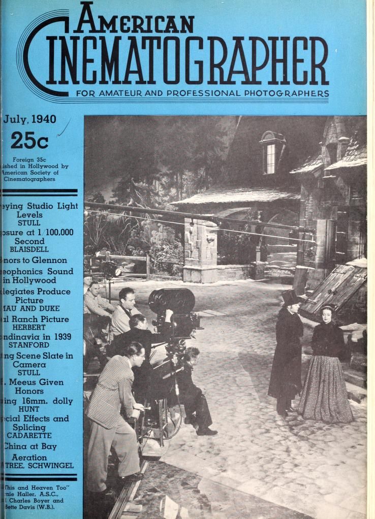 AMERICAN CINEMATOGRAPHER magazine cover Issue 253 July 1940