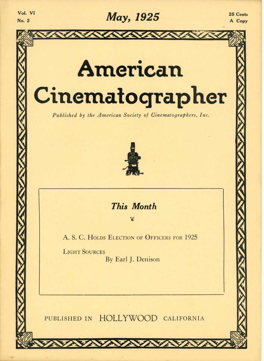 AMERICAN CINEMATOGRAPHER magazine cover Issue 71  Vol 6 No 2 May 1925