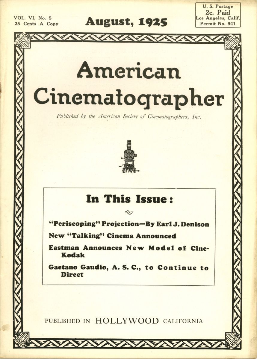 AMERICAN CINEMATOGRAPHER magazine cover Issue 74  Vol 6 No 5 August 1925