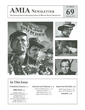 AMIA NEWSLETTER magazine side cover Issue 69 Summer 2005