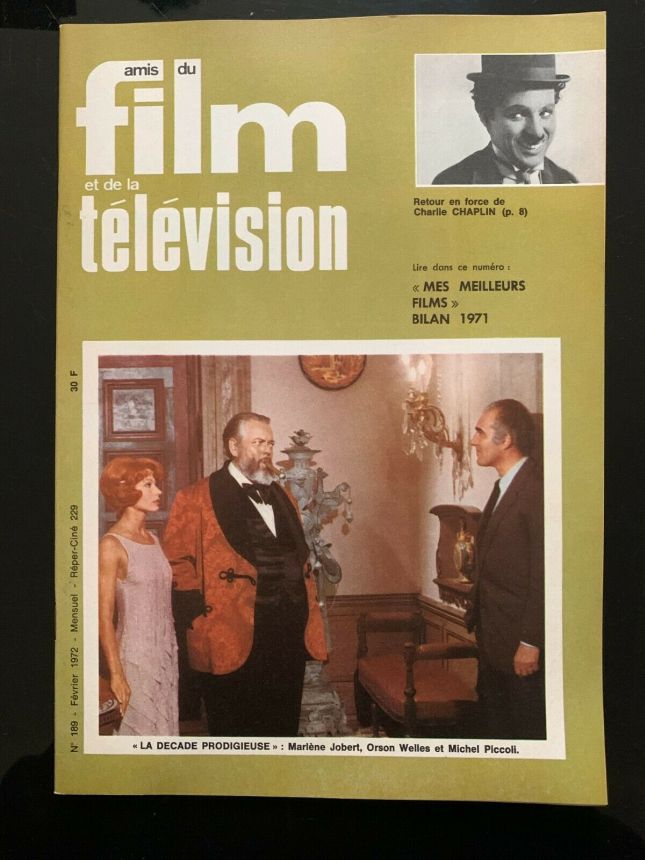 AMIS DU FILM magazine side cover Issue 189 February 1972