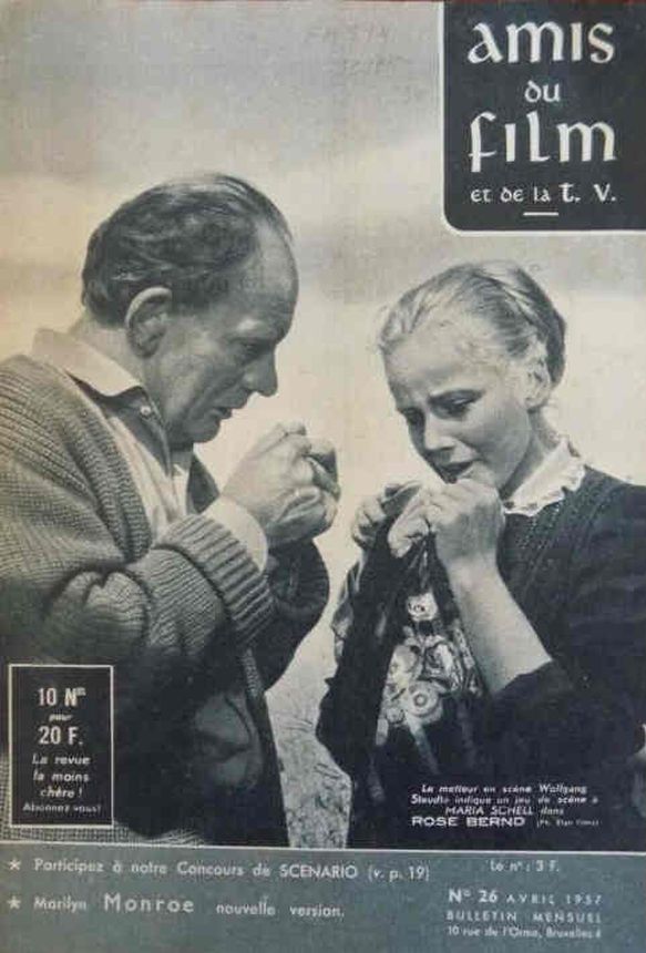 AMIS DU FILM magazine side cover Issue 26 April 1957