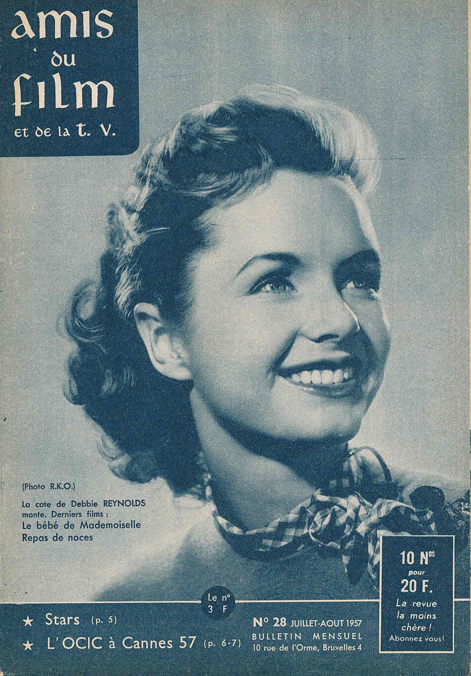 AMIS DU FILM magazine side cover Issue 28 July/August 1957