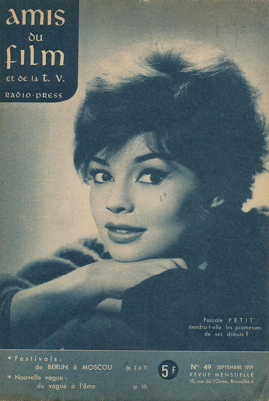 AMIS DU FILM magazine side cover Issue 49 September 1959