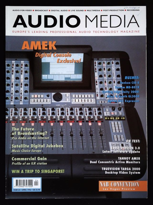 AUDIO MEDIA magazine side cover Issue 65  April 1996