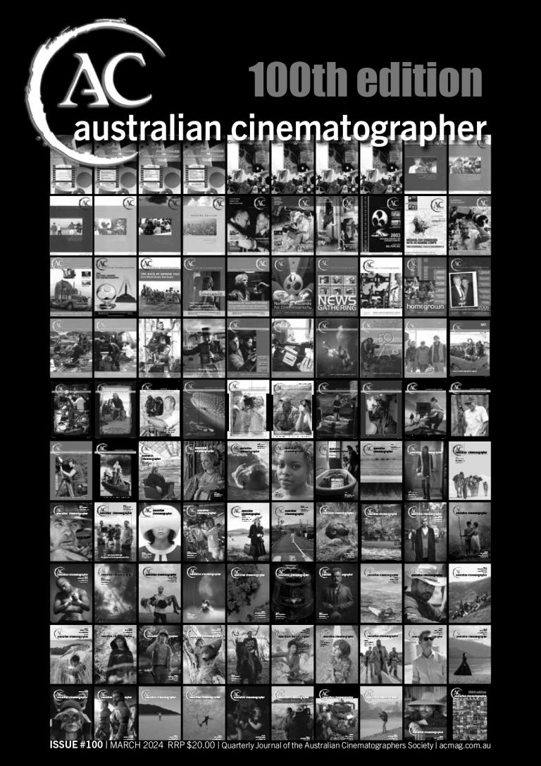 AUSTRALIAN CINEMATOGRAPHER magazine side cover Issue 100  March 2024