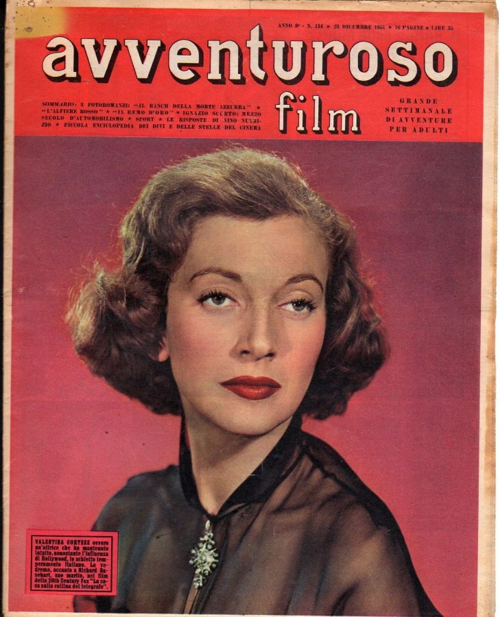 AVVENTUROSO FILM magazine side cover Issue 114 23 December 1951