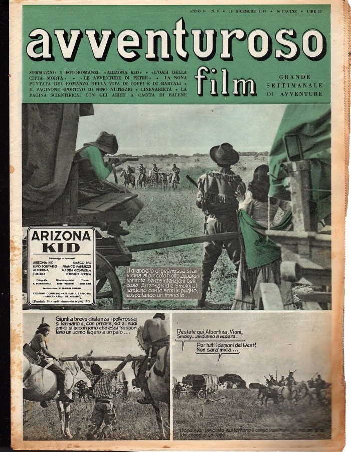 AVVENTUROSO FILM magazine side cover Issue 9 18 December 1949