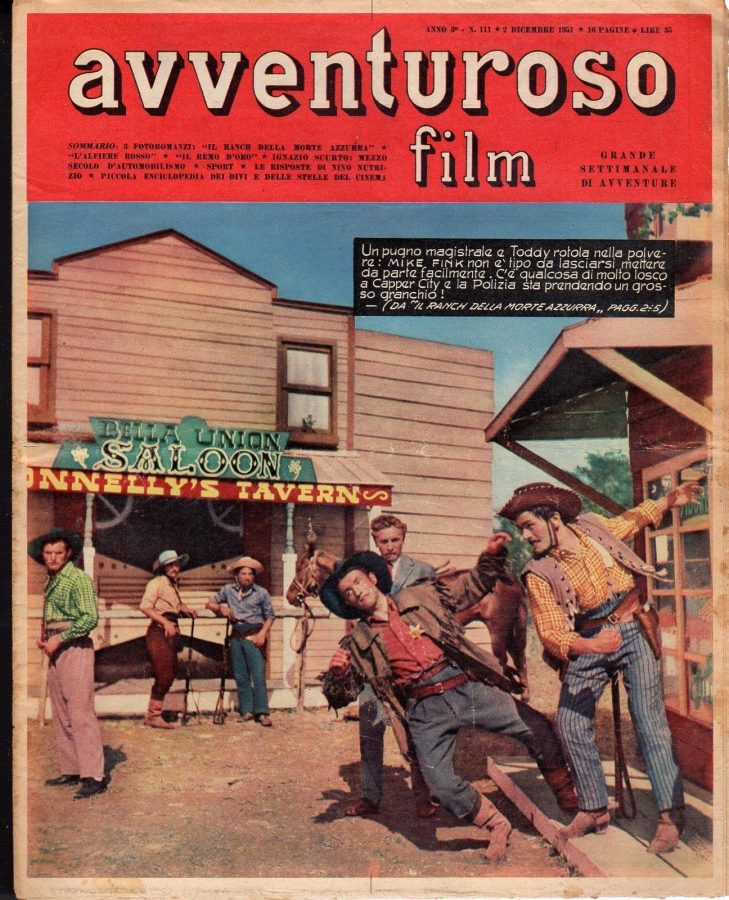 AVVENTUROSO FILM magazine side cover Issue 111 2 December 1951