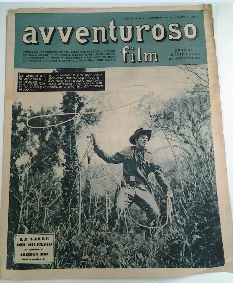 AVVENTUROSO FILM magazine side cover Issue 49 24 September 1950