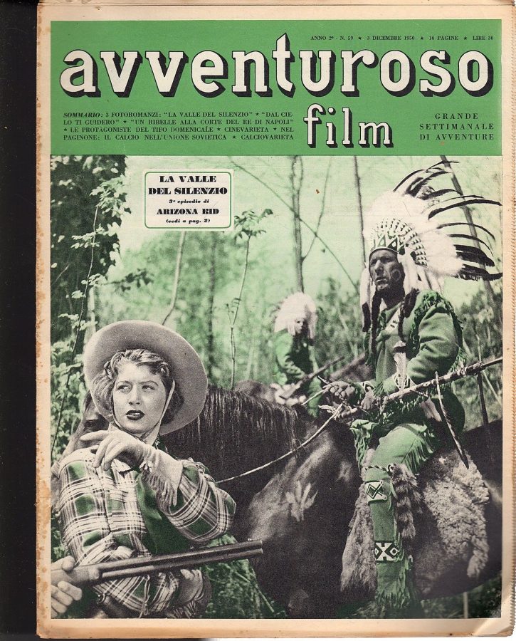 AVVENTUROSO FILM magazine side cover Issue 59 3 December 1950