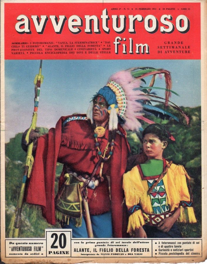 AVVENTUROSO FILM magazine side cover Issue 71 25 February 1951