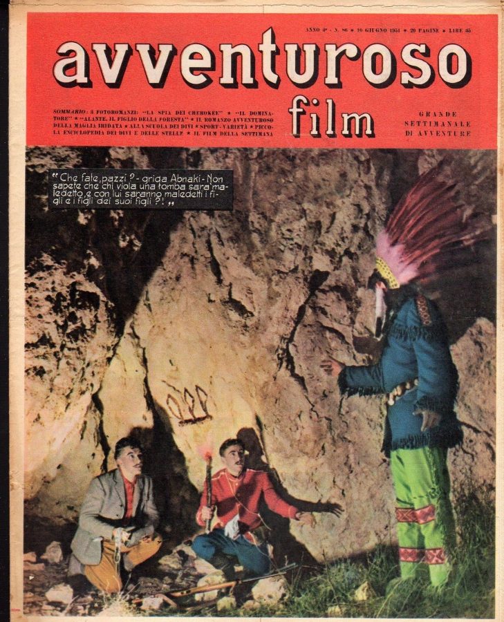 AVVENTUROSO FILM magazine side cover Issue 86 10 June 1951