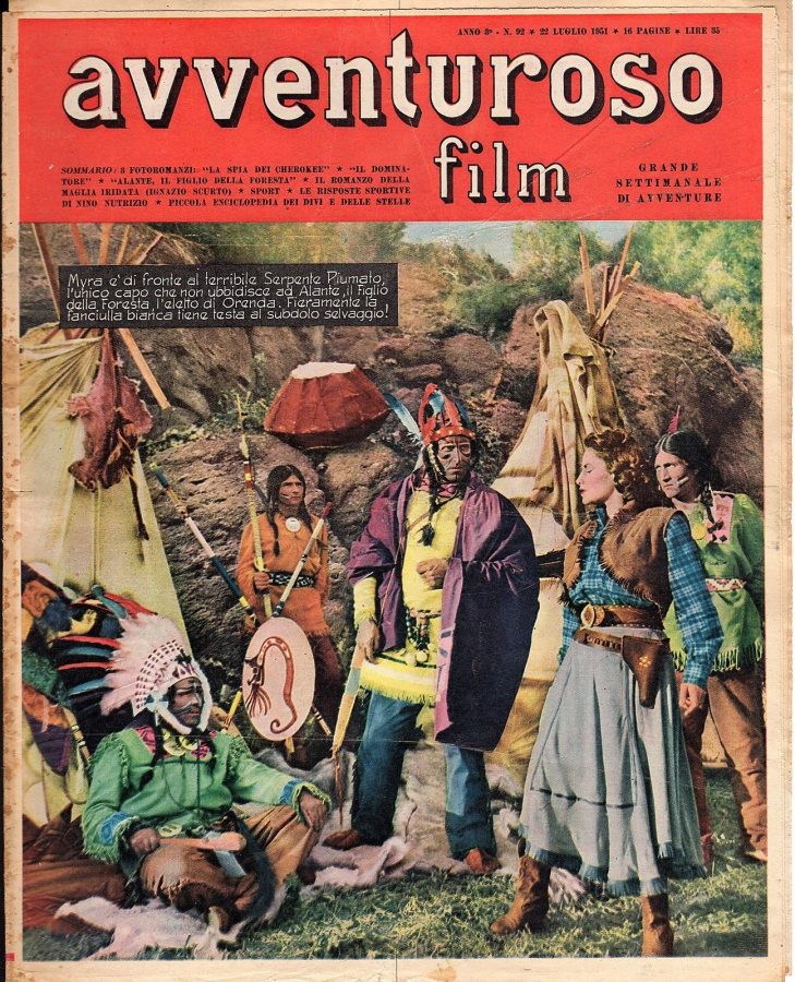 AVVENTUROSO FILM magazine side cover Issue 92 22 July 1951