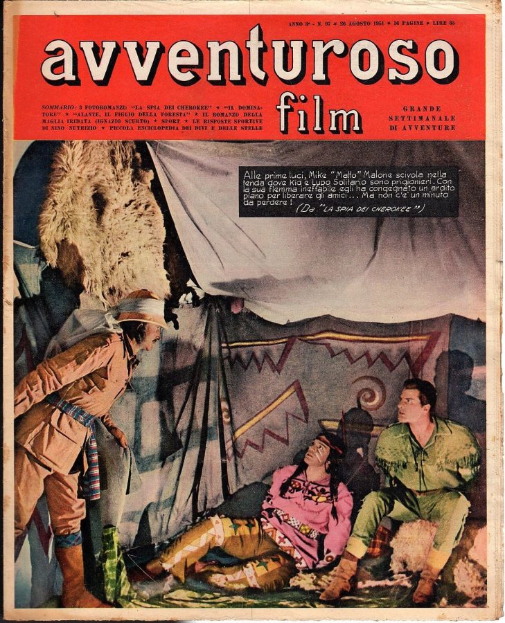 AVVENTUROSO FILM magazine side cover Issue 97 26 August 1951