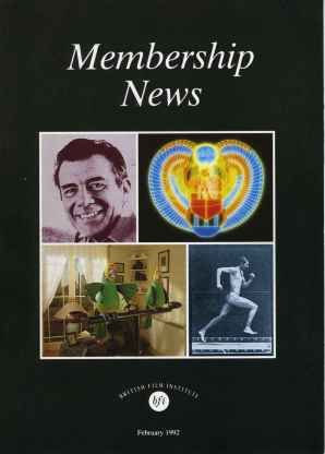 BFI MEMBERSHIP NEWS magazine cover February 1992