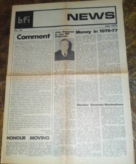 BFI MEMBERSHIP NEWS magazine cover Issue 24  July 1976
