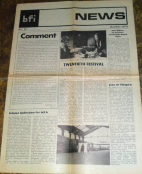BFI MEMBERSHIP NEWS magazine cover Issue 25  October 1976