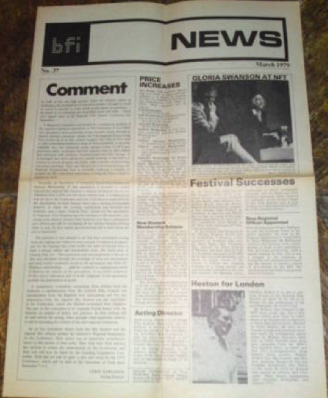 BFI MEMBERSHIP NEWS magazine cover Issue 37  March 1979