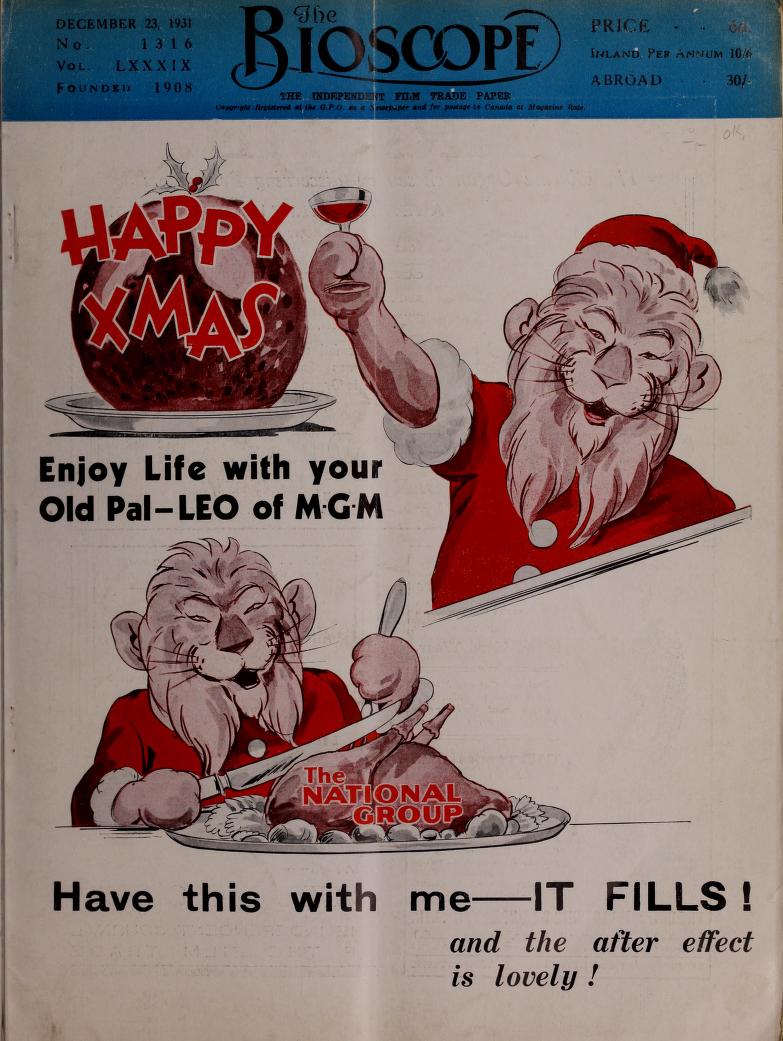 BIOSCOPE magazine side cover Issue 1316 23 December 1931