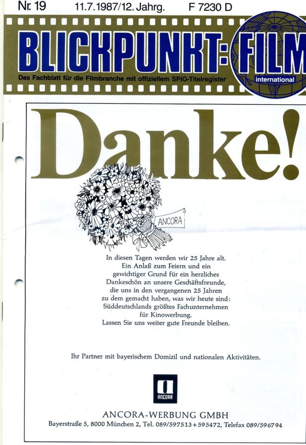 BLICKPUNKT: FILM magazine cover Issue 19   1987
