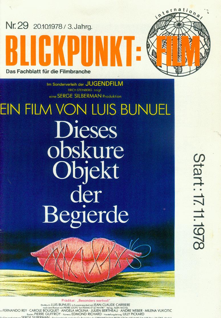 BLICKPUNKT: FILM magazine cover Issue 29 20 October 1978