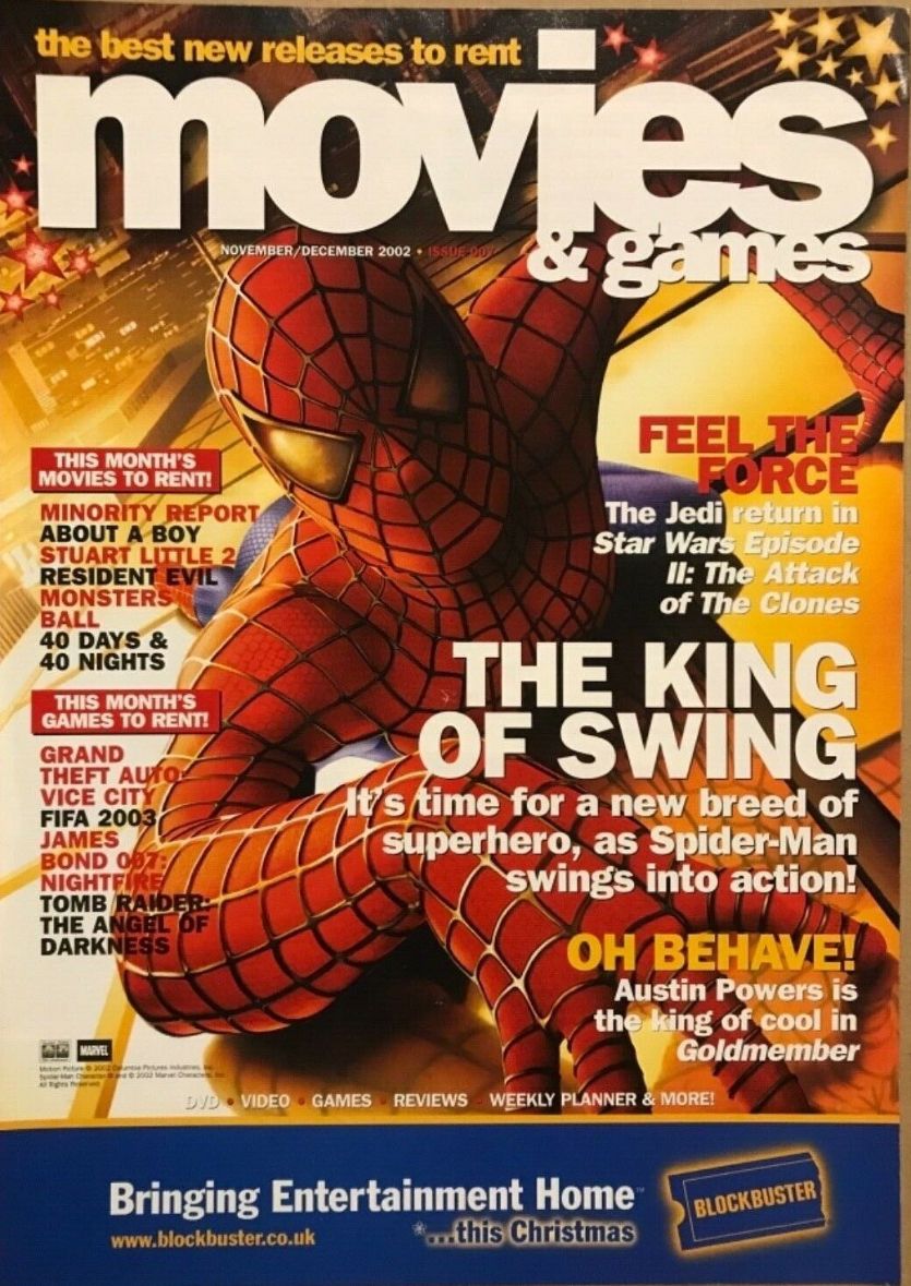 BLOCKBUSTER MOVIES magazine side cover Issue 7  November/December 2002