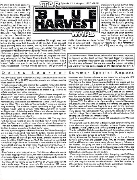 BLUE HARVEST magazine cover Issue 12.5  Mini issue  August 1997