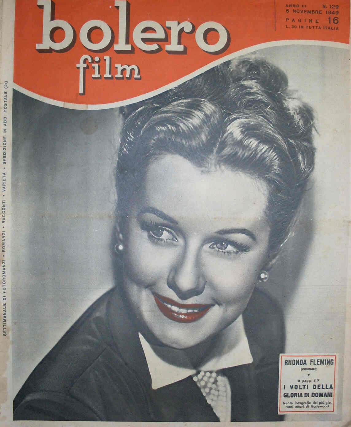 BOLERO FILM magazine side cover Issue 129 6 November 1949