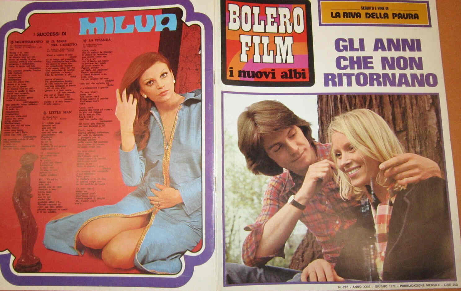 BOLERO FILM I NUOVI ALBI magazine side cover Issue 267 June 1972