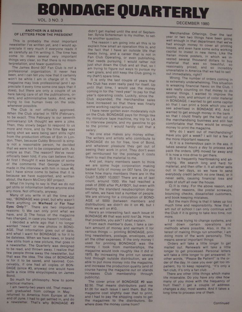 BONDAGE QUARTERLY magazine cover Vol 3 # 3 - December 1980