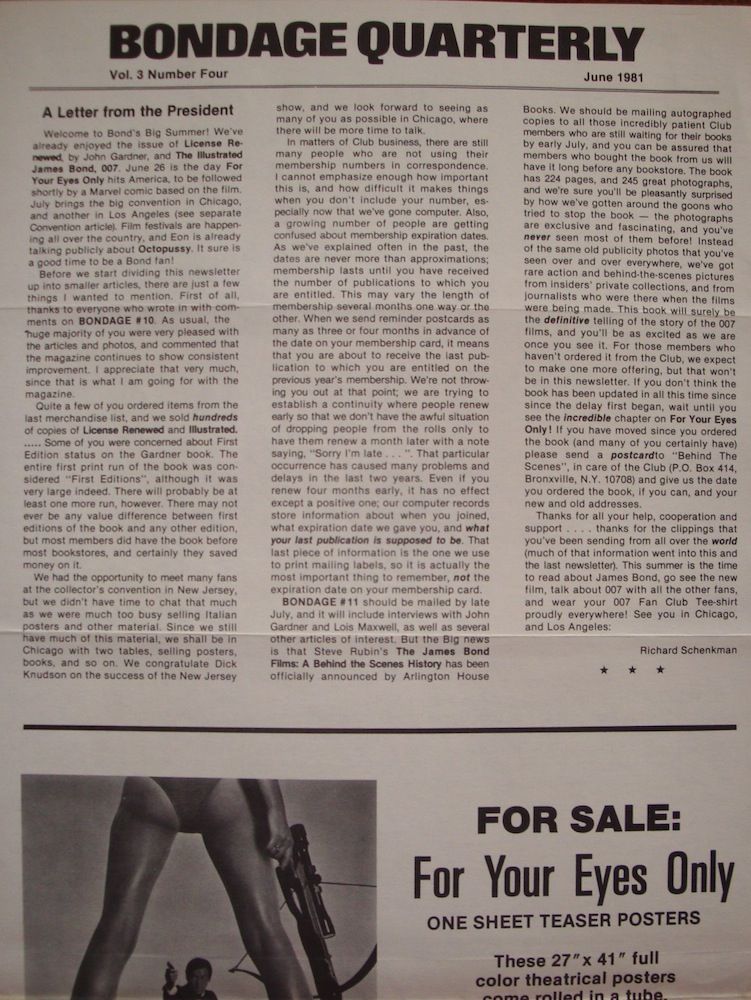 BONDAGE QUARTERLY magazine cover Vol 3 # 4 - June 1981