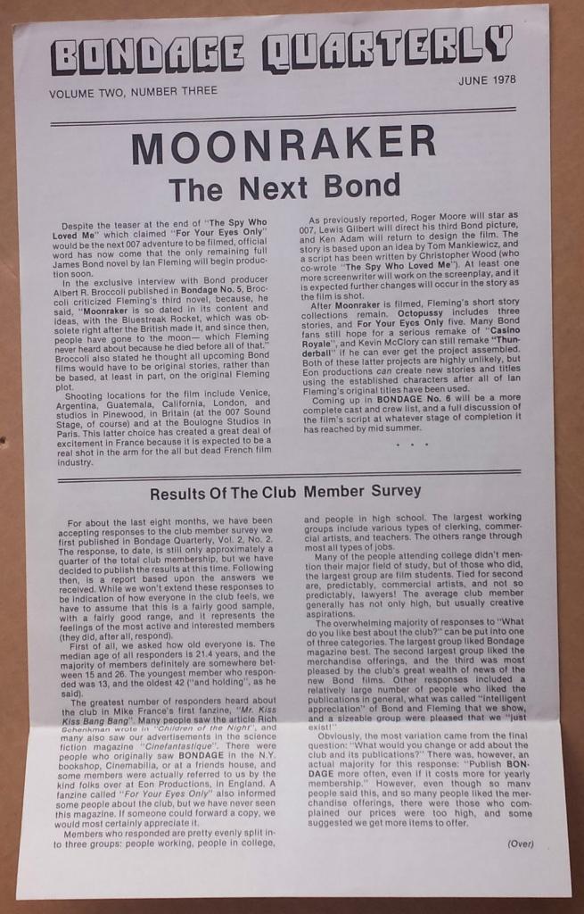 BONDAGE QUARTERLY magazine side cover Issue 2 Vol 2 #3 June 1978