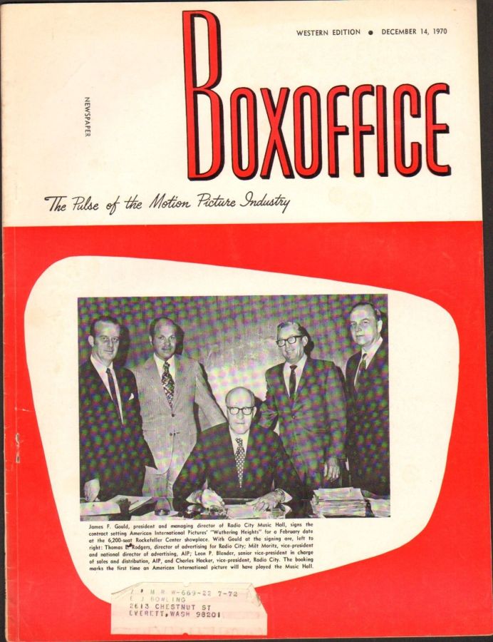 BOXOFFICE magazine side cover 14 December 1970