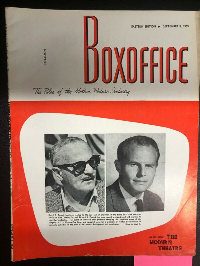 BOXOFFICE magazine side cover 8 September 1969