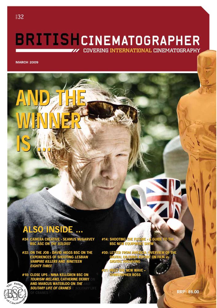 BRITISH CINEMATOGRAPHER magazine side cover Issue 32 March/April 2009
