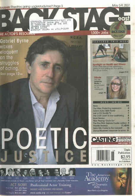 BACK STAGE EAST magazine cover 3 May 2007