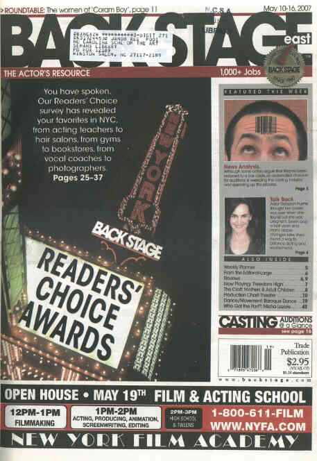 BACK STAGE EAST magazine cover 10 May 2007
