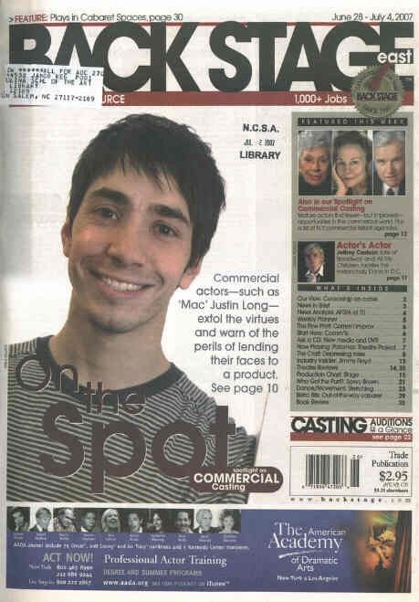 BACK STAGE EAST magazine cover 28 June 2007