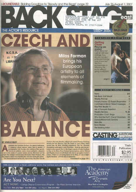 BACK STAGE EAST magazine cover 26 July 2007