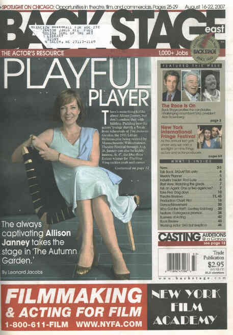 BACK STAGE EAST magazine cover 16 August 2007